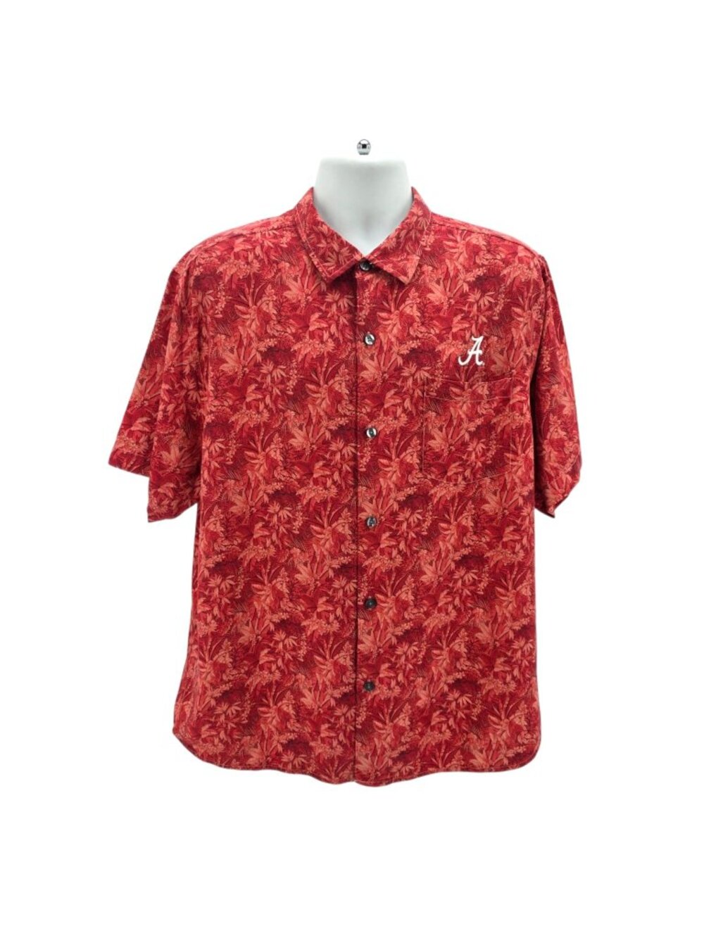 Tommy Bahama Mens XL Shirt Silk Alabama Hawaiian Palm Tree Floral Red Button